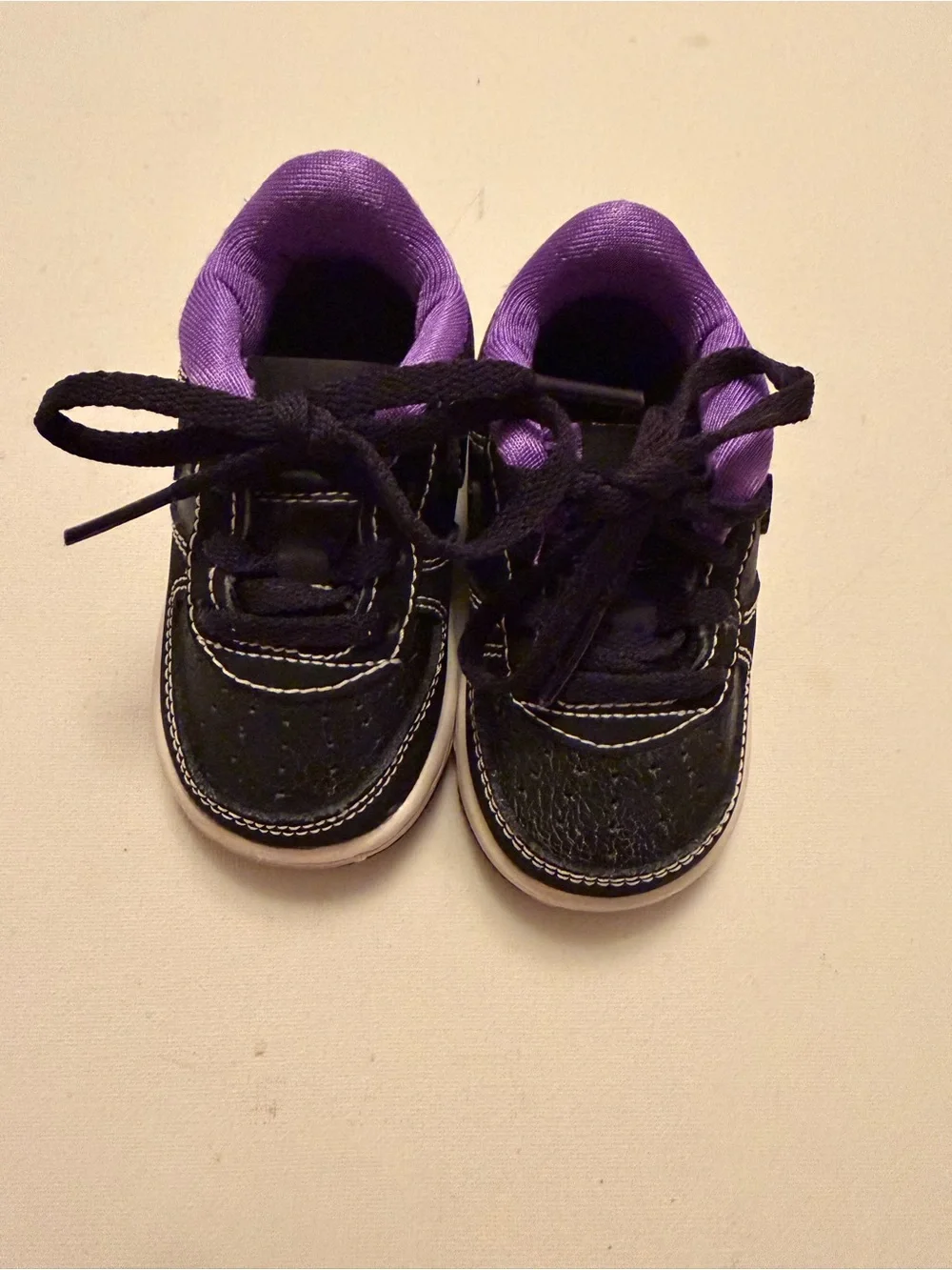 Kids Black and Purple Lace-Up Sneakers